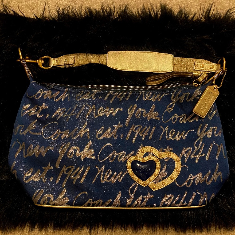 Coach Poppy Signature Script New York Handbag